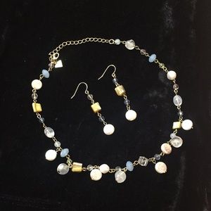 Cookie Lee Beaded Metallic Necklace Earring Set